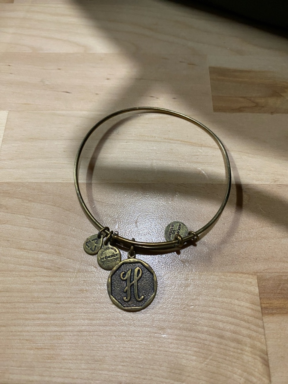 Alex And Ani H Gold-Tone Charm Bangle Bracelet
